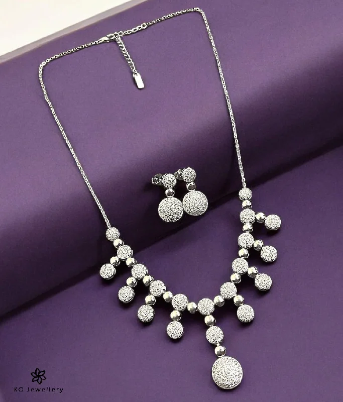 Ladies earrings for dance floors -The Inika Sparkle Silver Necklace & Earrings