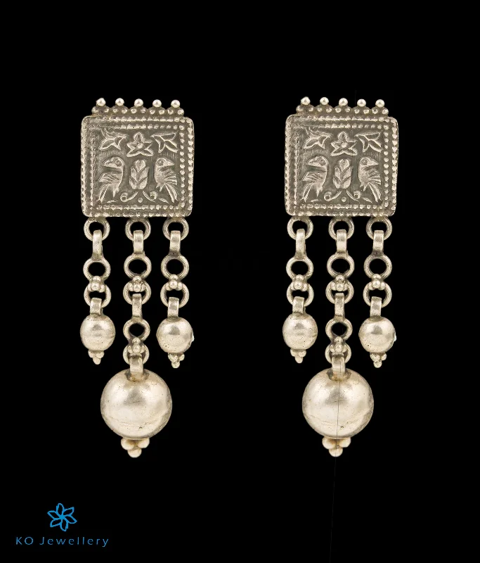 Ladies earrings for explorers -The Punita Silver Peacock Earrings