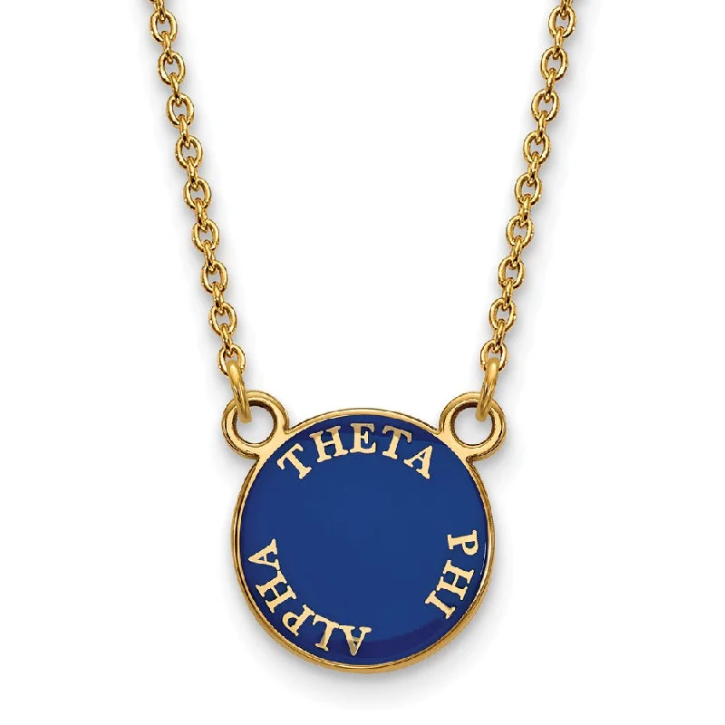 ladies-custom-gold-necklaces-14K Plated Silver Theta Phi Alpha Small Enamel Disc Necklace