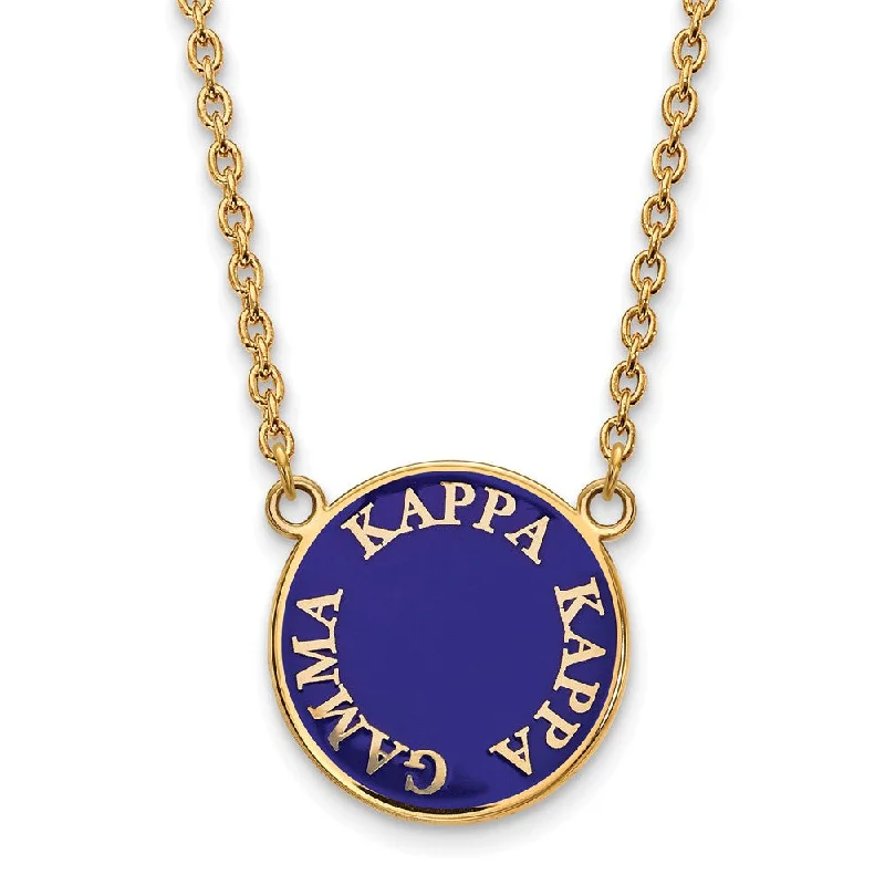 ladies-diamond-layered-necklaces-14K Plated Silver Kappa Kappa Gamma Large Enamel Disc Necklace