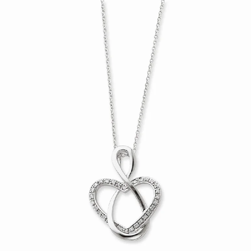 ladies-infinity-diamond-necklaces-Sterling Silver & CZ Lifetime Friend, Infinity Heart Necklace, 18 Inch