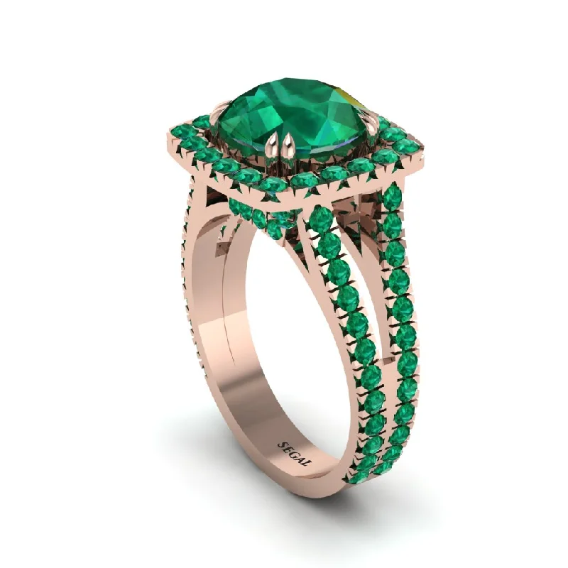 Ladies engagement rings tailored creations -Emerald Pave Split Shank Engagement Ring - Averie No. 20