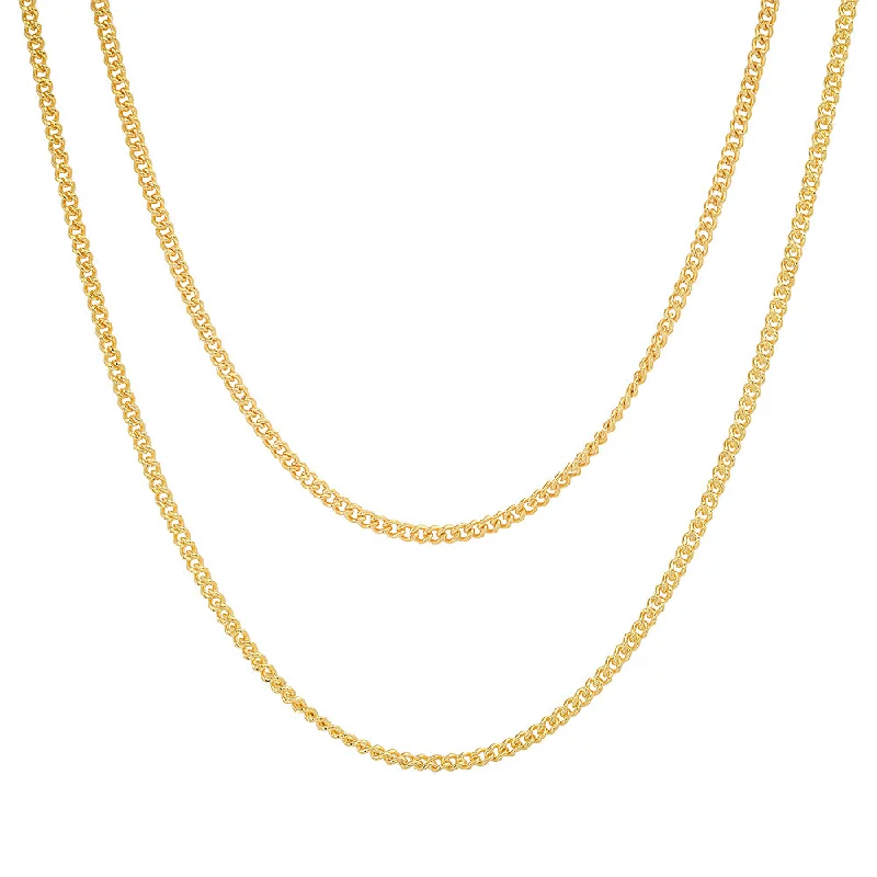 ladies-bohemian-charm-necklaces-Layered thin curb link chain necklace