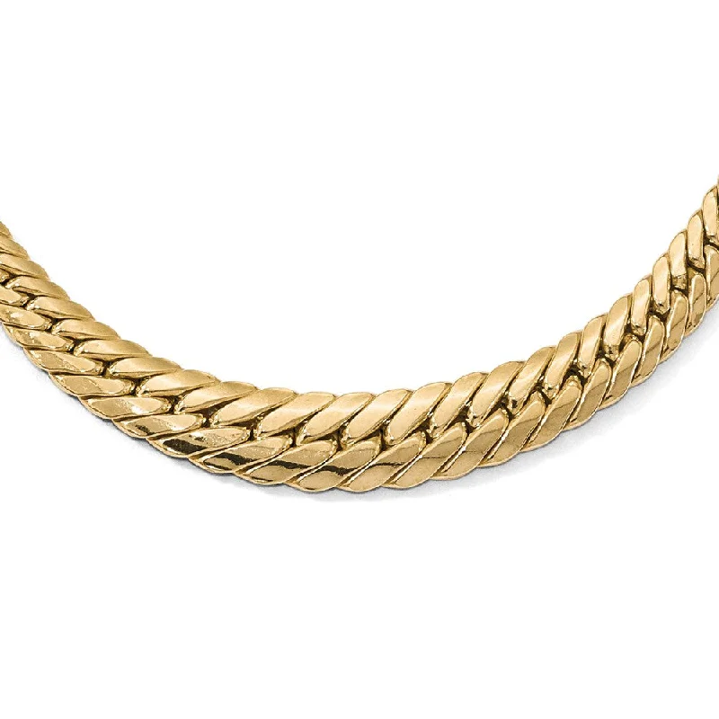 ladies-bohemian-gold-necklaces-14k Yellow Gold Polished Graduated Fancy Link Necklace, 18 Inch