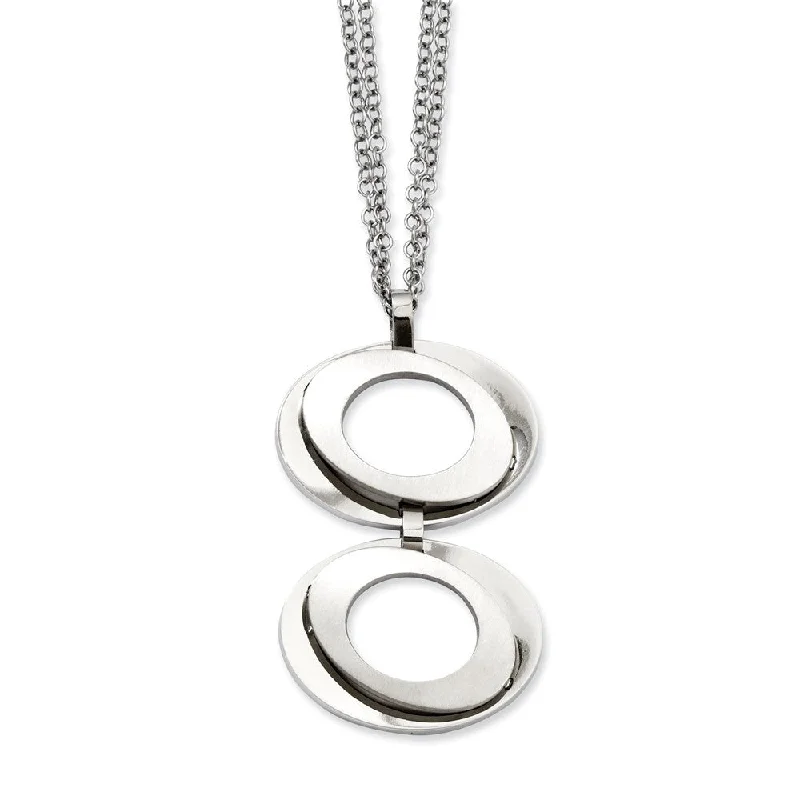 ladies-charm-rose-gold-necklaces-Brushed and Polished Adjustable Steel Necklace 16.5 to 17.5 Inch