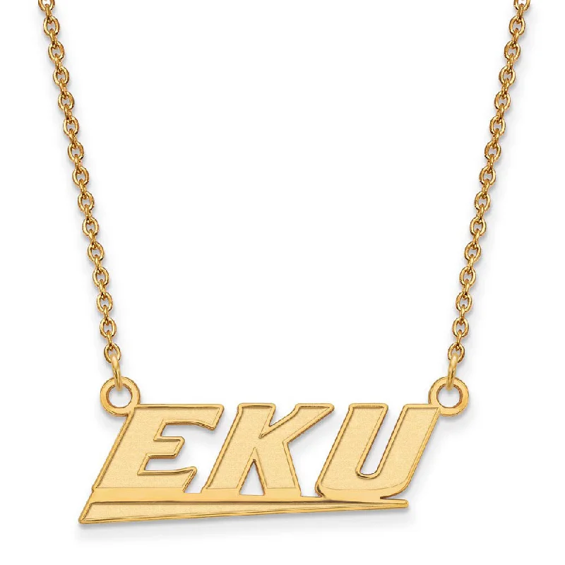 ladies-vintage-rose-gold-necklaces-14k Gold Plated Silver Eastern Kentucky U Small Pendant Necklace