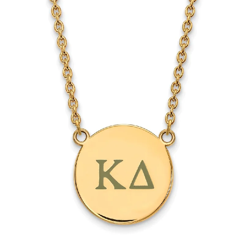 ladies-gold-silver-necklaces-14K Plated Silver Kappa Delta Large Enamel Greek Letters Necklace