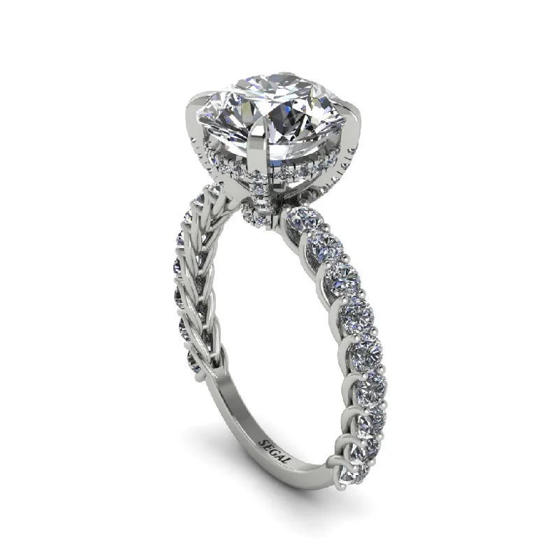 Ladies engagement rings tailored creations -Diamond Twisted Band Halo Engagement Ring - Avianna No. 3