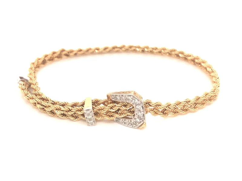 ladies-custom-gold-bracelets-Vintage Diamond Belt Double Rope Bracelet in 14k Yellow Gold SM