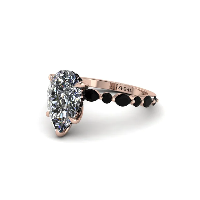 Ladies engagement rings with cream diamonds -Pear-Cut Diamond Halo Engagement Ring - Nylah No. 32