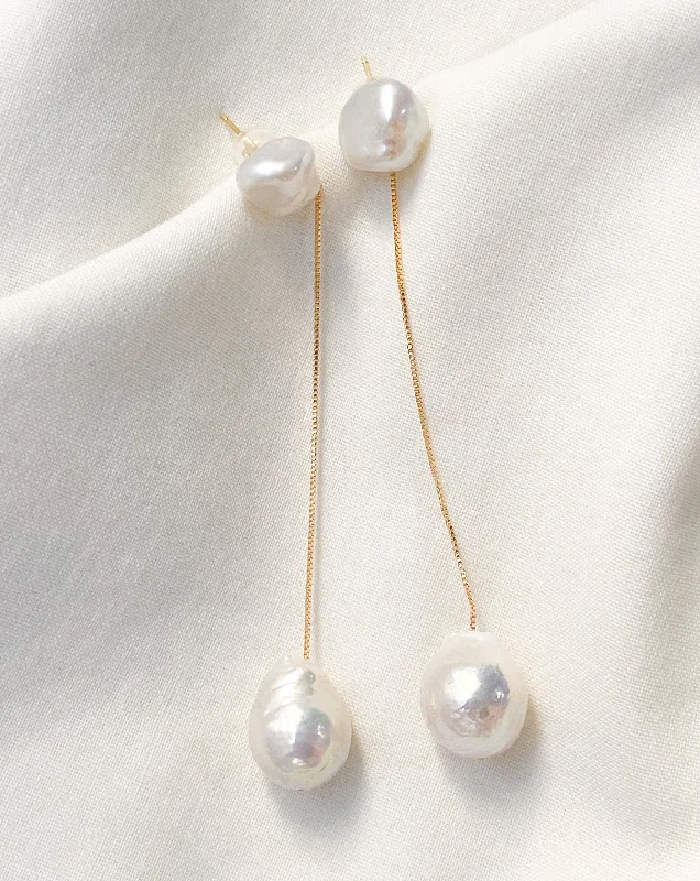 Ladies earrings elegant drops -Menaka I Petite Pearl Earrings