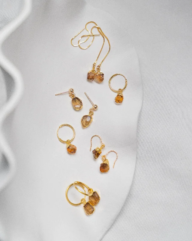 Ladies earrings with plum lepidolite -November | Citrine Earrings