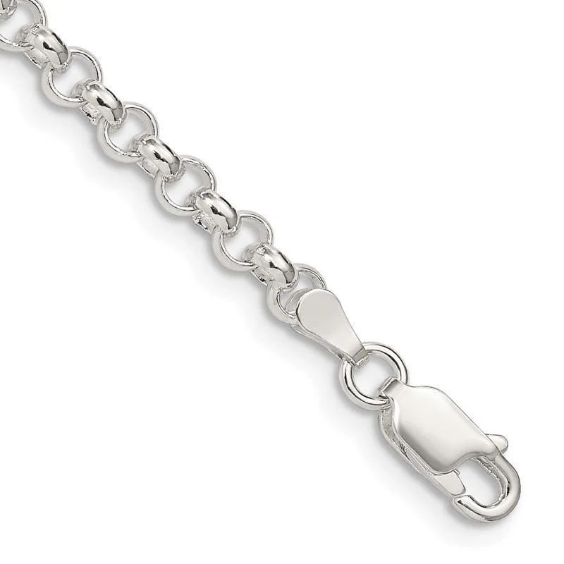 ladies-gemstone-pearl-bracelets-Sterling Silver 4mm Rolo Chain Bracelet