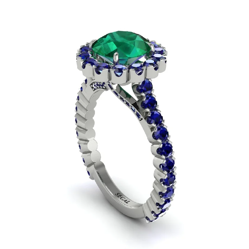 Ladies engagement rings for zen unions -Round Cut Emerald Timeless Splendor Engagement Ring - Jazlyn No. 66