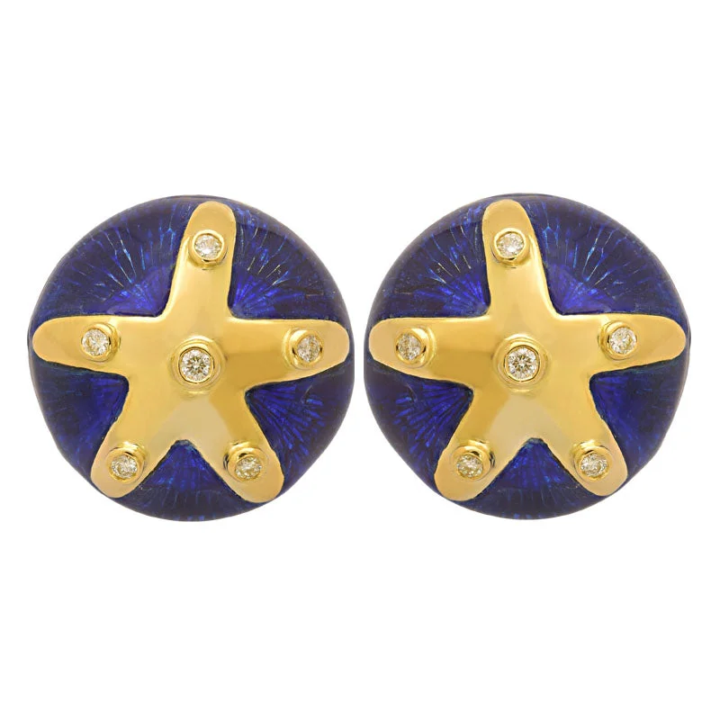 Ladies earrings with jet spinel -Earrings-Diamond (Enamel)