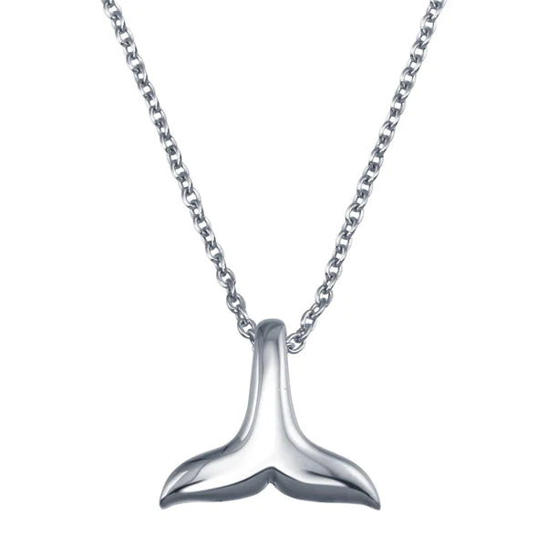 ladies-cross-pearl-necklaces-Silver 925 Rhodium Plated Whale Tail Pendant Necklace