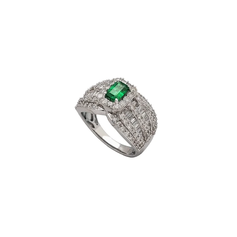 Ladies engagement rings for lazy-day vows -Diamond & Emerald Engagement Ring (14K)