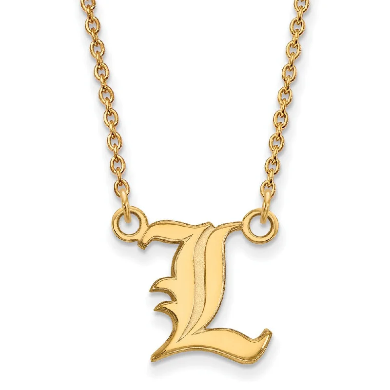 ladies-luxury-diamond-necklaces-14k Gold Plated Silver U of Louisville Small Script 'L' Necklace