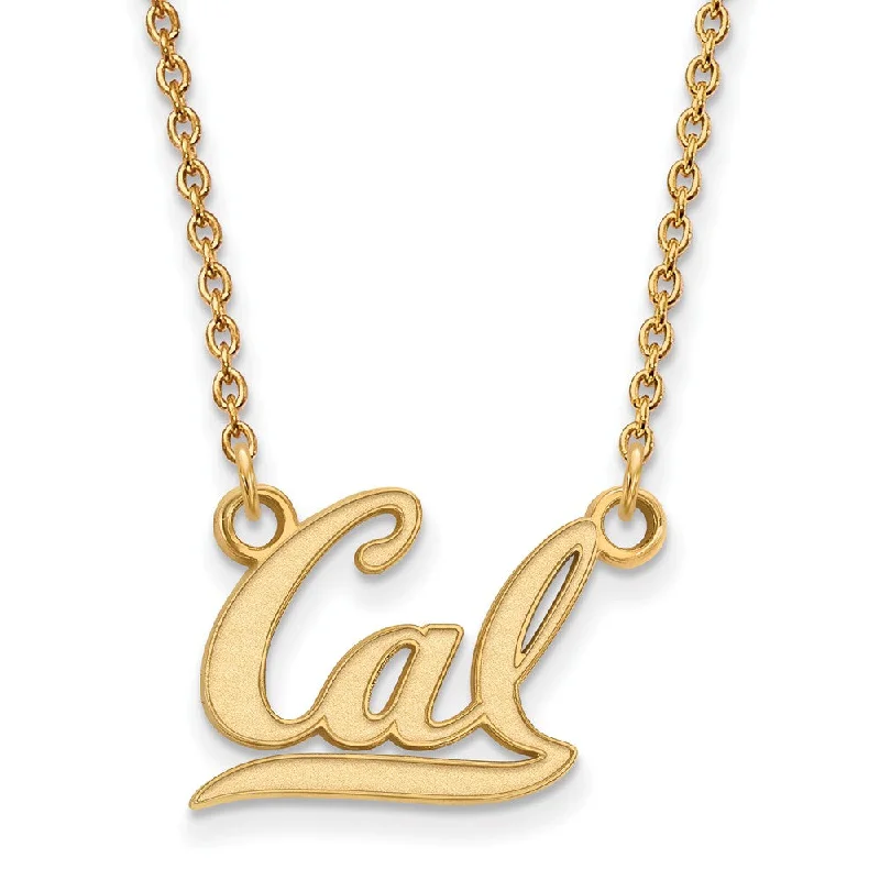 ladies-diamond-pendant-necklaces-14k Gold Plated Silver California Berkeley Small 'Cal' Charm Necklace