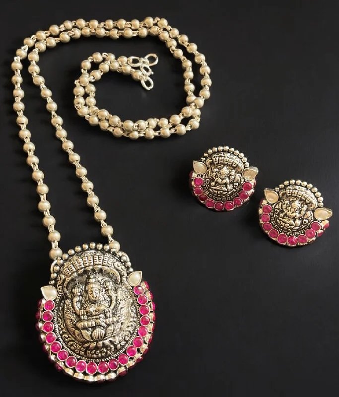 Ladies earrings aged charm -The Abhata Silver Lakshmi Kemp Necklace & Earrings