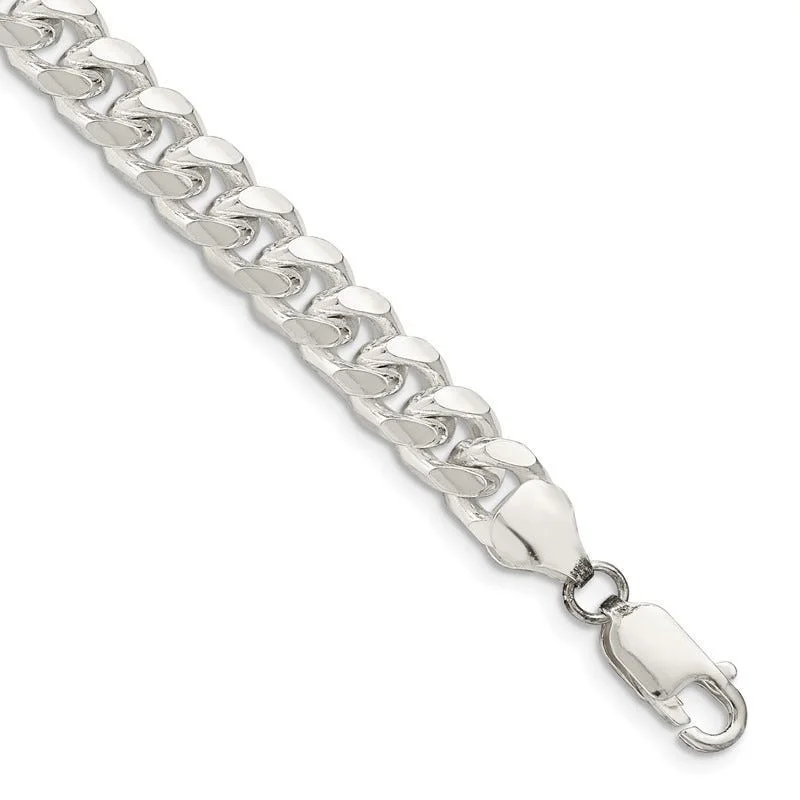 ladies-pearl-link-bracelets-Sterling Silver 7.35mm Domed w/ Side D/C Curb Chain Bracelet