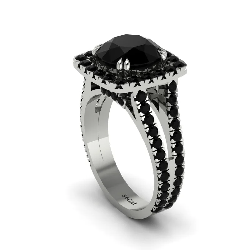 Ladies engagement rings ethnic elegance -Black Diamond Pave Split Shank Engagement Ring - Averie No. 39