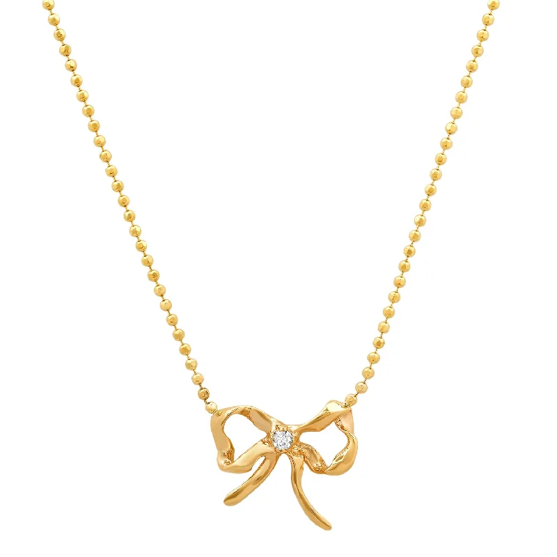 ladies-locket-gold-necklaces-Diamond bow necklace