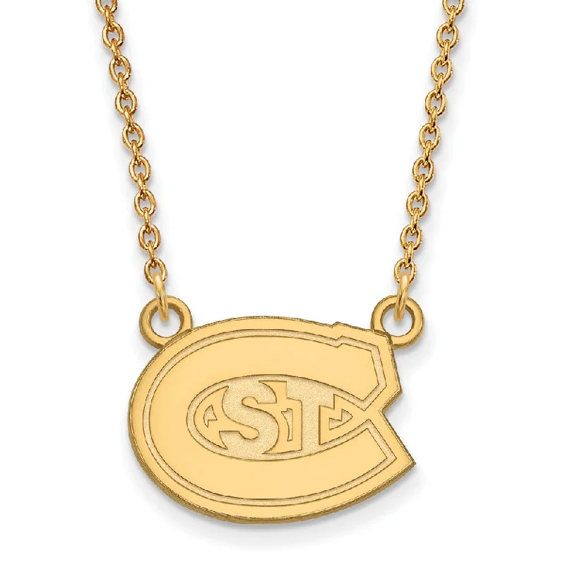 ladies-gift-diamond-necklaces-14k Gold Plated Silver St. Cloud State Small Pendant Necklace