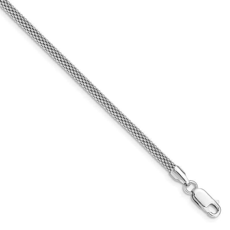 ladies-affordable-silver-bracelets-Sterling Silver Rhodium-plated 3mm Corona Chain Bracelet