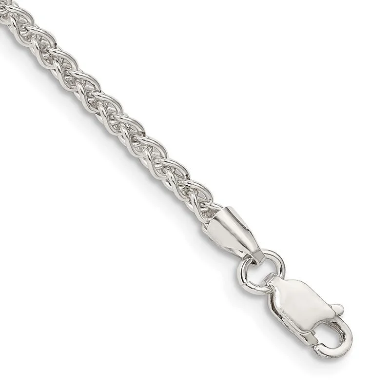 ladies-pearl-chain-bracelets-Sterling Silver 2.5mm Round Spiga Chain Bracelet