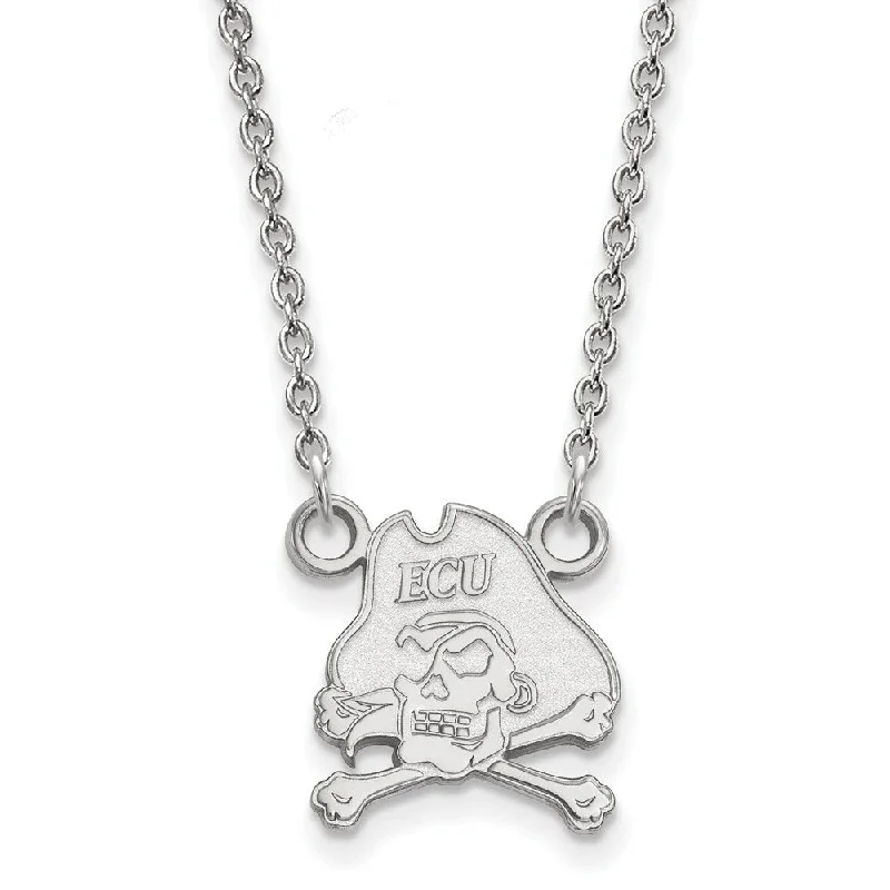 ladies-wedding-rose-gold-necklaces-Sterling Silver East Carolina U Small Pirate Pendant Necklace