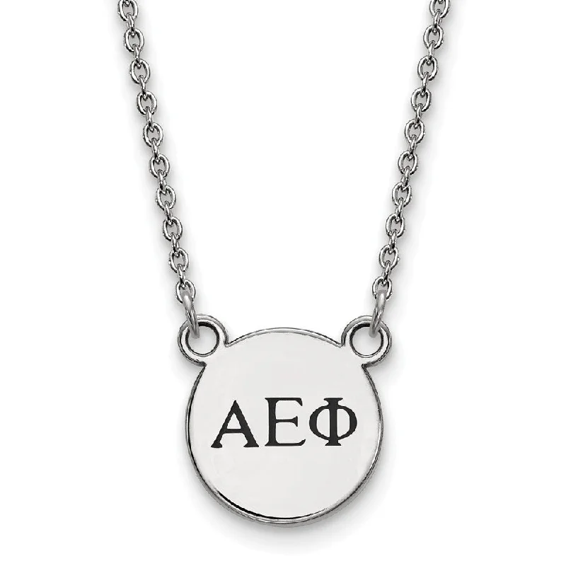 ladies-handmade-beaded-necklaces-Sterling Silver Alpha Epsilon Phi XS (Tiny) Enamel Greek Necklace