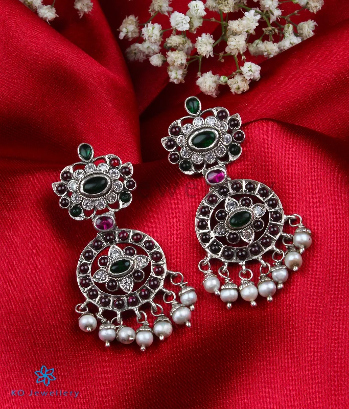 Ladies earrings for sunny vibes -The Vividha Silver Earrings