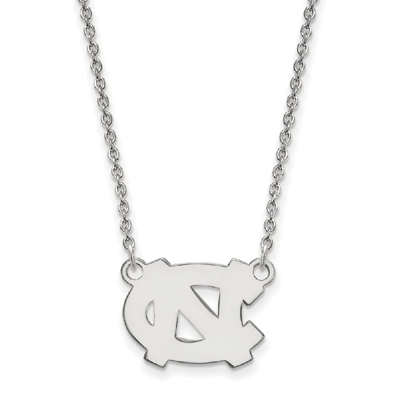 ladies-heart-pendant-necklaces-Sterling Silver North Carolina Small 'NC' Pendant Necklace