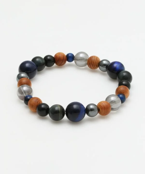 ladies-rose-gold-bangle-bracelets-威風堂々 - Lapis Tiger Eye Bracelet